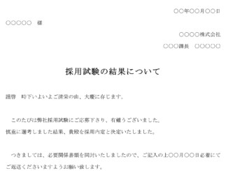 採用の通知状