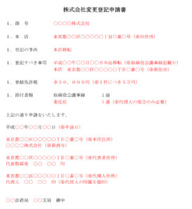 会員登録不要で無料でダウンロードできる登記申請書（本店移転：管轄登記所内）のテンプレート書式（Word・ワード）