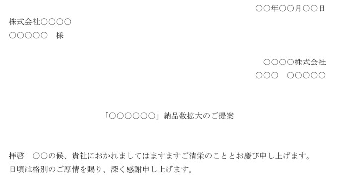 会員登録不要で無料でダウンロードできる依頼状(納品数の拡大)のテンプレート書式 依頼状(納品数の拡大)のテンプレート書式