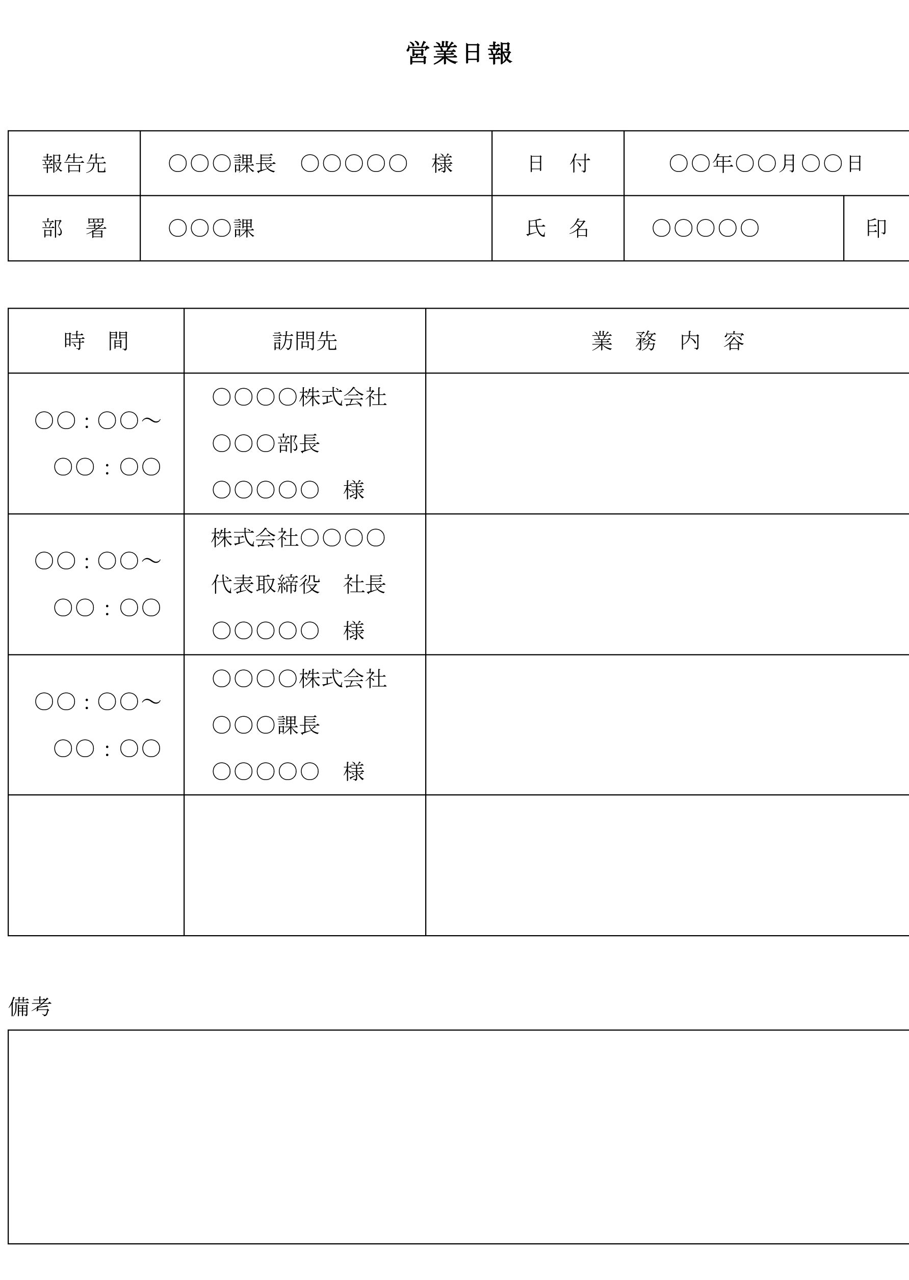 会員登録不要で無料でダウンロードできる営業日報のテンプレート書式