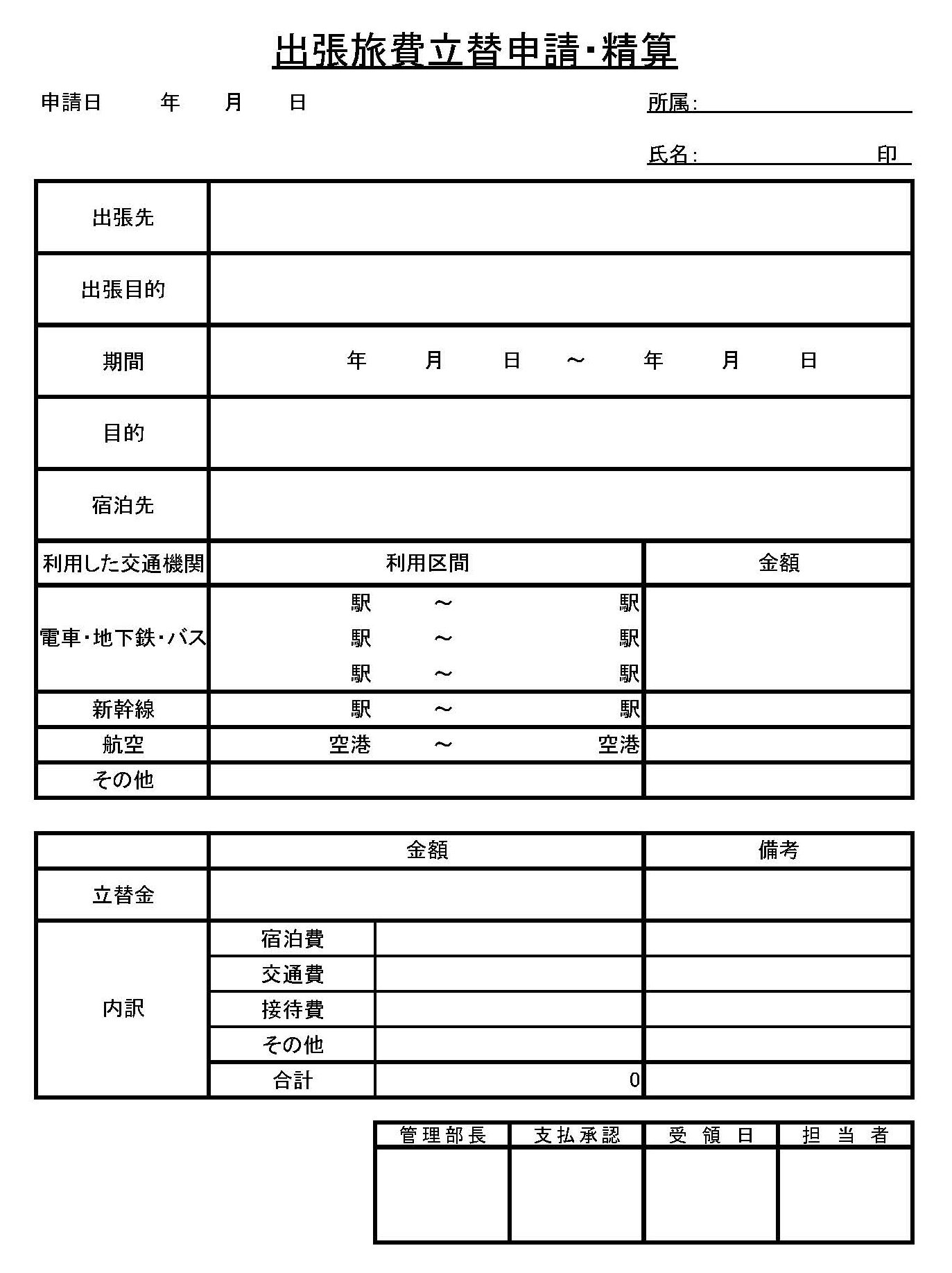 出張旅費立替申請・精算