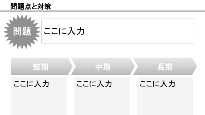 会員登録不要で無料でダウンロードできる問題点と対策08のテンプレート書式（Powerpoint・パワーポイント）