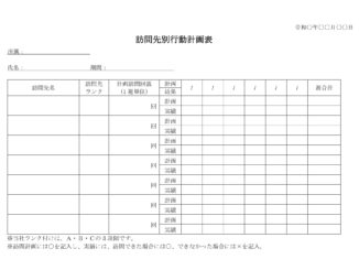 訪問先別行動計画表の書式テンプレート Word ワード テンプレート フリーbiz