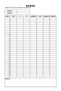会員登録不要で無料でダウンロードできる勤怠管理表のテンプレート書式（Excel・エクセル）
