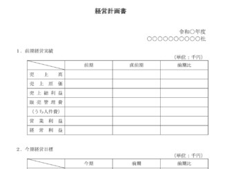 会員登録不要で無料でダウンロードできる経営計画書のテンプレート書式（Word・ワード）