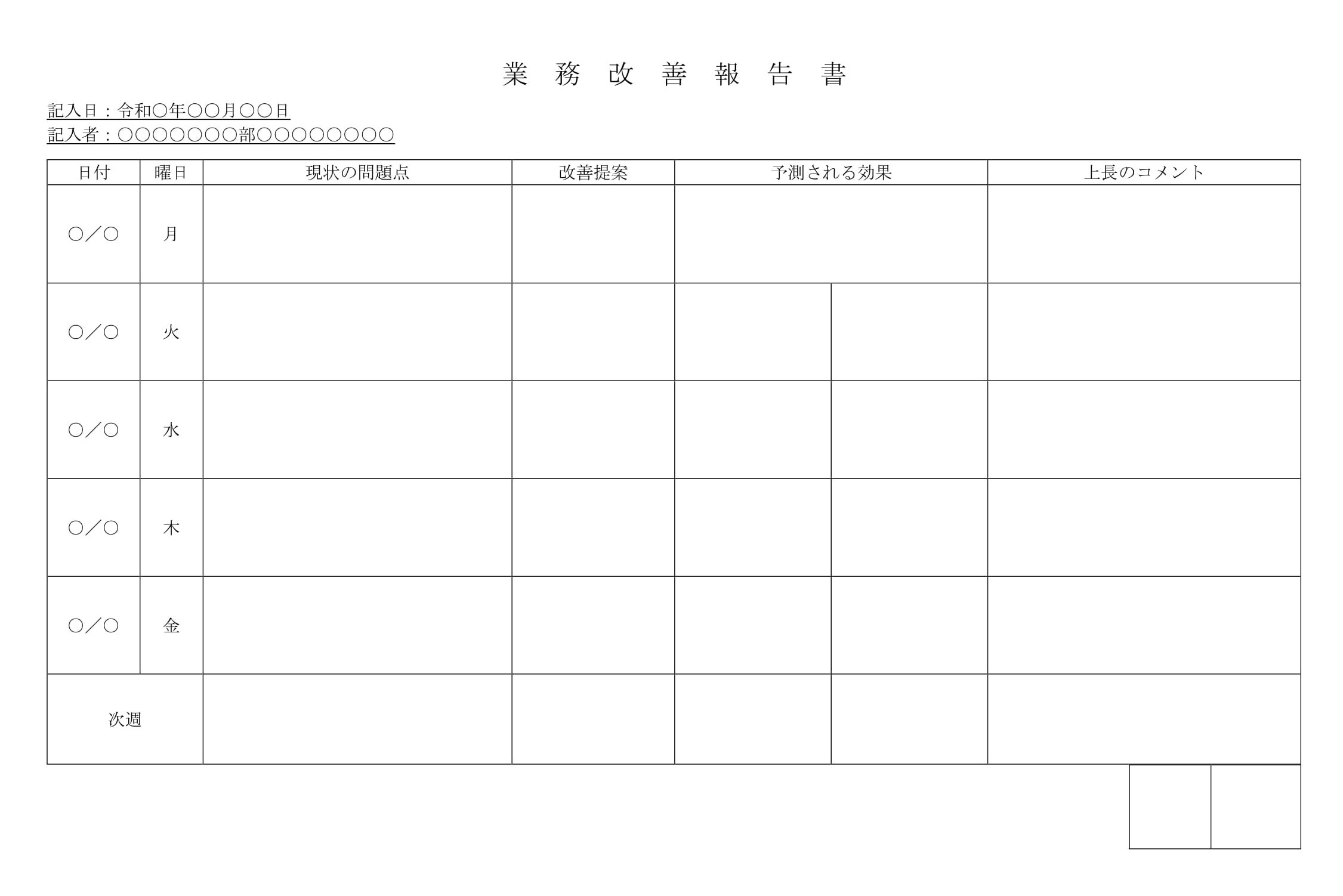 業務改善報告書