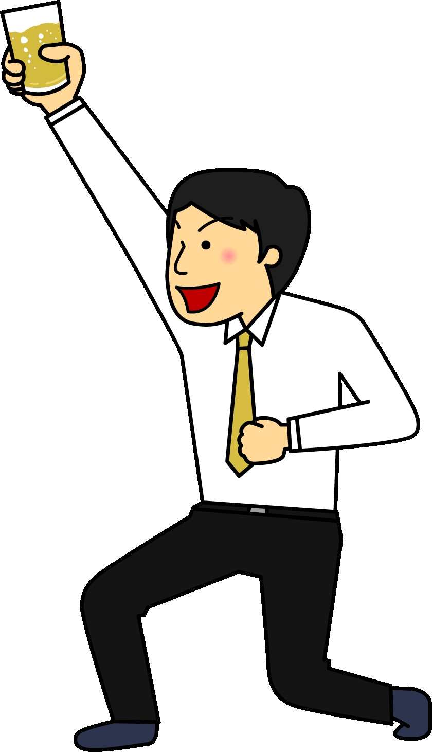 グラスを持つ男性のイラスト10 立膝でいるブラックのスーツの男性 左にグラス Gif テンプレート フリーbiz