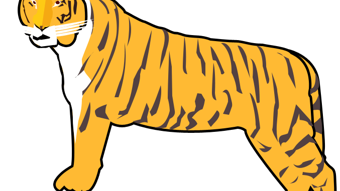 トラのイラスト05 横向きで顔を正面に向けているトラ Gif テンプレート フリーbiz