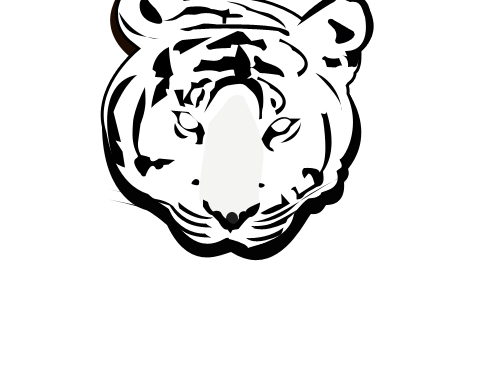 トラのイラスト06 正面から見たトラの顔 白黒 Gif テンプレート フリーbiz