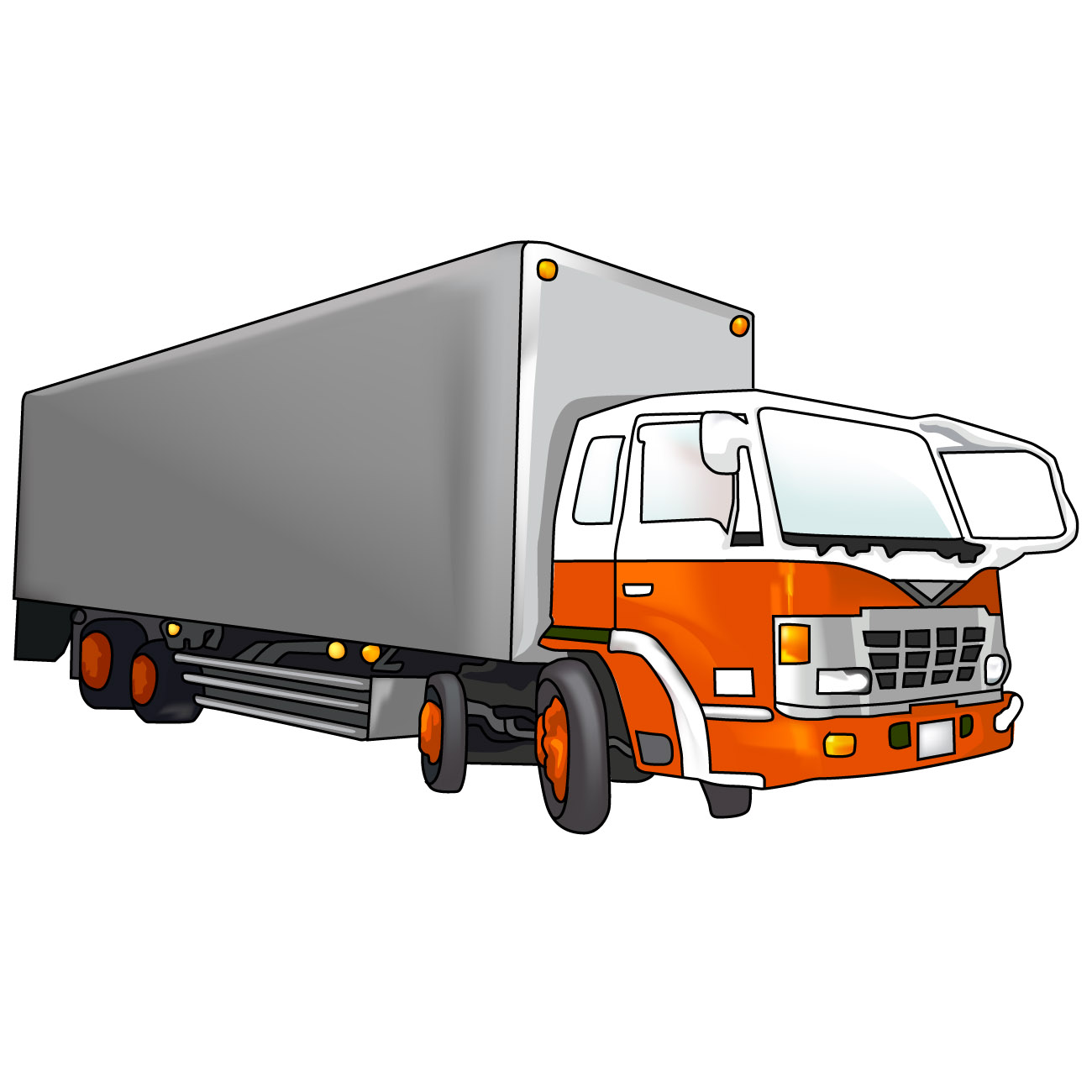 トラックのイラスト01 オレンジのトラック 右向き Jpg テンプレート フリーbiz