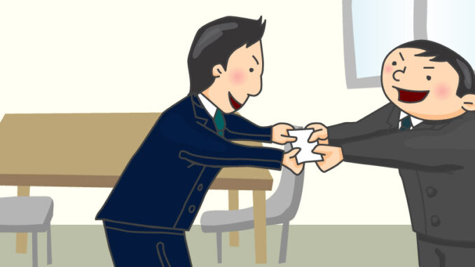 ビジネスマナーのイラスト03 名刺交換をする二人の男性 Jpg テンプレート フリーbiz