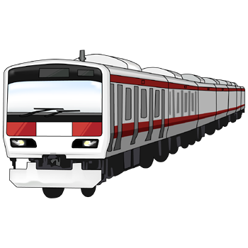 電車のイラスト03（レッドの電車・左向き）PNG