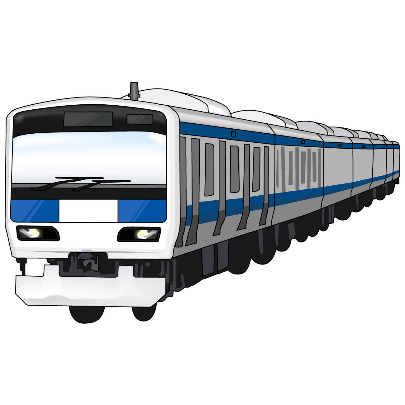 電車のイラスト05（ブルーの電車・左向き）JPG