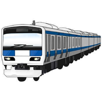 電車のイラスト05（ブルーの電車・左向き）PNG