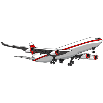 飛行機のイラスト01（レッドの飛行機・右向き）PNG