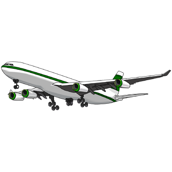 飛行機のイラスト05（グリーンの飛行機・左向き）PNG