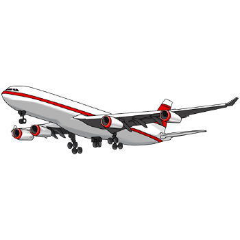 飛行機のイラスト06（レッドの飛行機・左向き）PNG