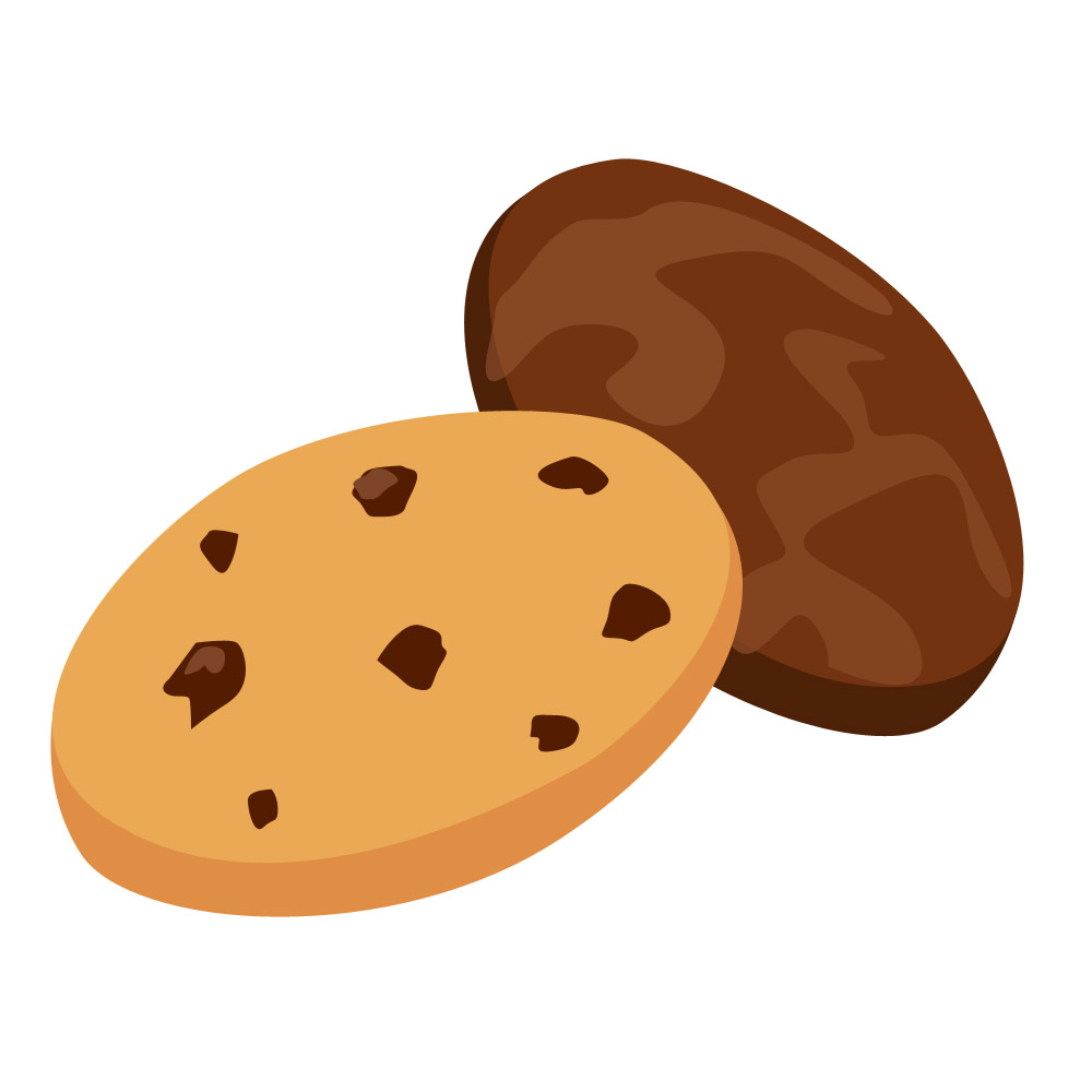 クッキーのイラスト01（２枚・チョコチップとココア味）[JPG]