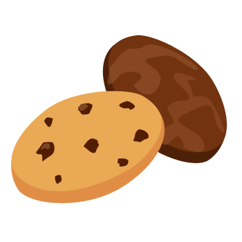 クッキーのイラスト（２枚・チョコチップとココア味）PNG