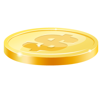 コインのイラスト01（横から見た１枚のコイン）PNG