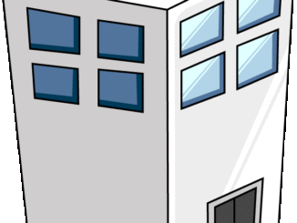 シンプルなビルのイラスト11（ライトグレーのビル・右向き）［GIF］