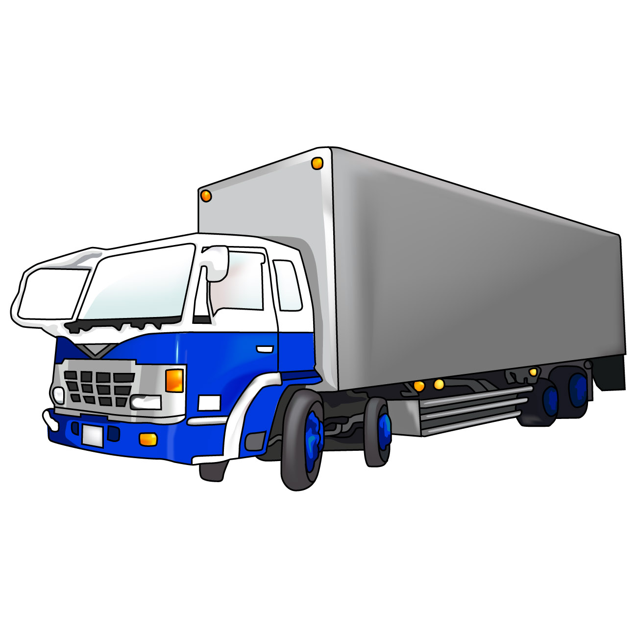 トラックのイラスト02（ブルーのトラック・左向き）JPG