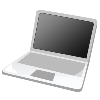 パソコンのイラスト01（グレーの開いている状態のノートパソコン）PNG