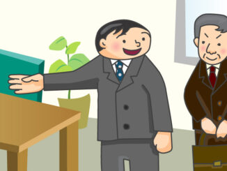 ビジネスマナーのイラスト05（部屋へお客様をお通しする男性）[JPG]