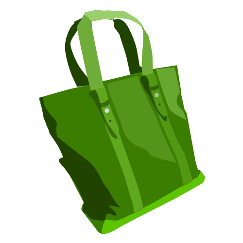 ファッションバッグのイラスト01（緑）［JPG］