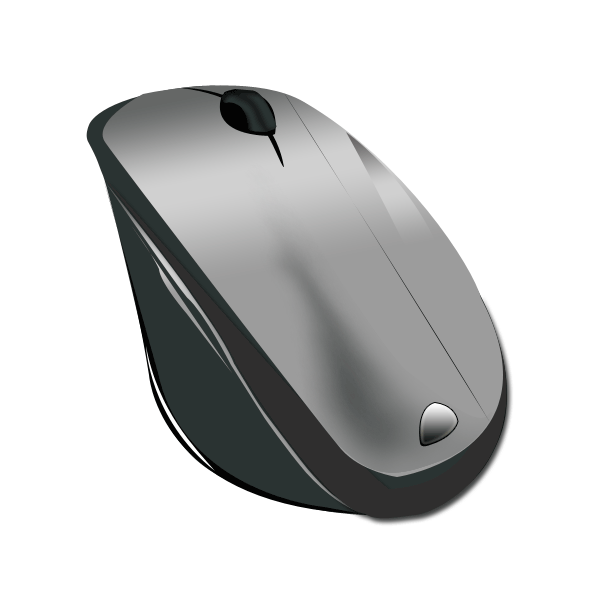 マウスのイラスト04（斜めから見た立体的なグレーのマウス）GIF