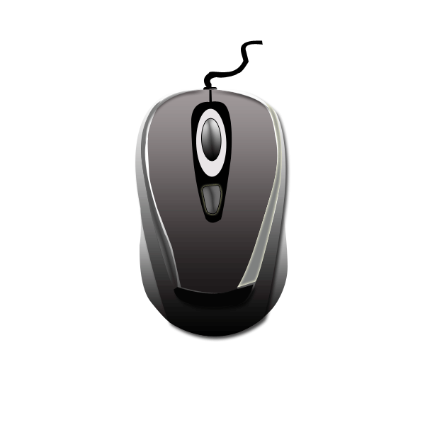 マウスのイラスト05（上から見たリアルな黒いマウス）GIF