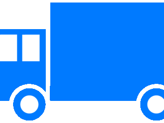 中型トラックのイラスト01（ライトブルーの中型トラック・ビコロール配色）［GIF］