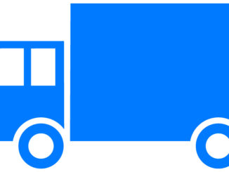 中型トラックのイラスト01（ライトブルーの中型トラック・ビコロール配色）［JPG］
