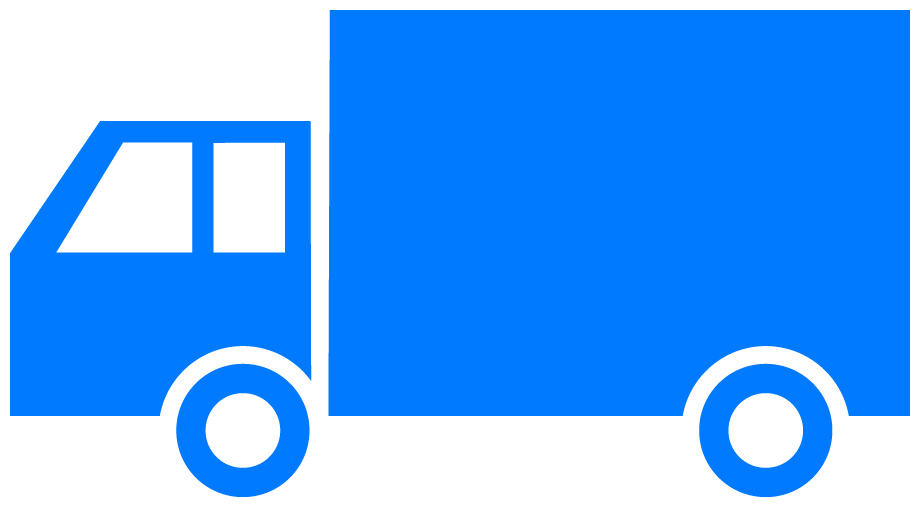 中型トラックのイラスト01（ライトブルーの中型トラック・ビコロール配色）JPG
