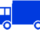 中型トラックのイラスト02（ブルーの中型トラック・ビコロール配色）［GIF］