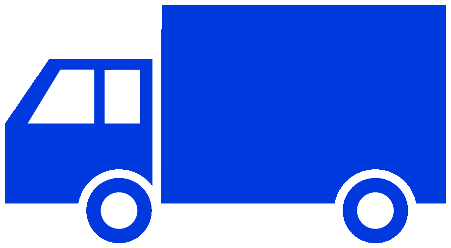 中型トラックのイラスト02（ブルーの中型トラック・ビコロール配色）GIF