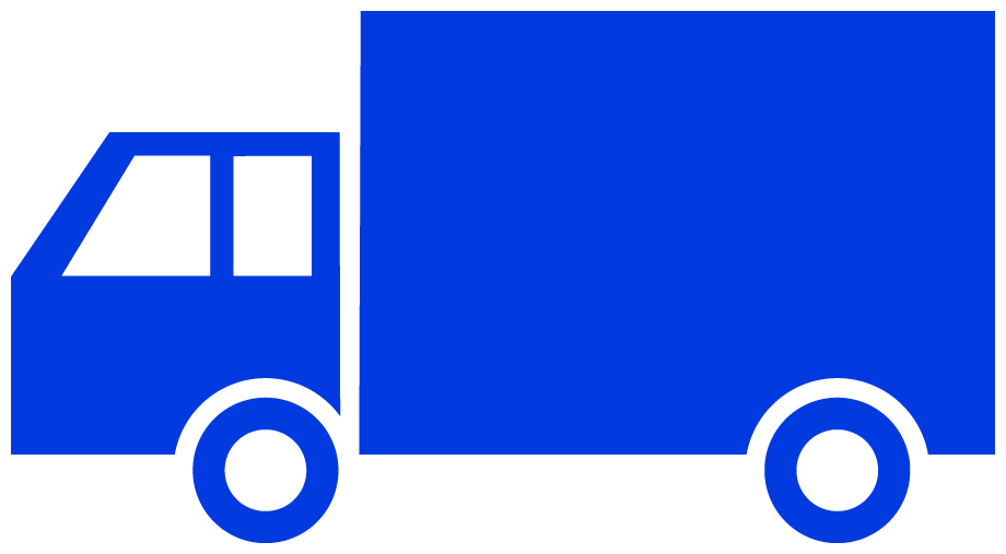 中型トラックのイラスト02（ブルーの中型トラック・ビコロール配色）［JPG］