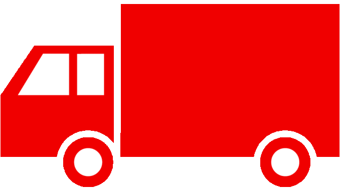 中型トラックのイラスト03（レッドの中型トラック・ビコロール配色）［GIF］