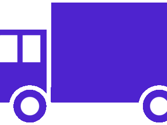 中型トラックのイラスト04（パープルの中型トラック・ビコロール配色）［GIF］