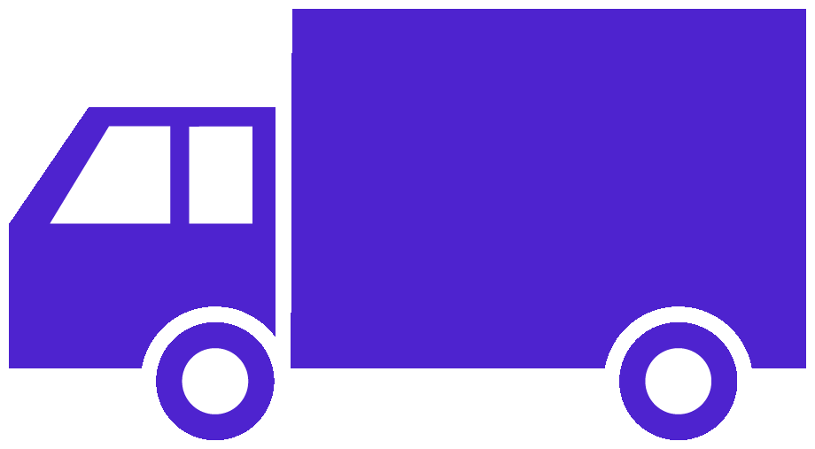 中型トラックのイラスト04（パープルの中型トラック・ビコロール配色）GIF