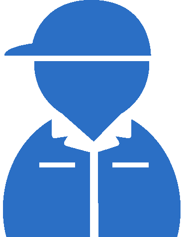 作業服の人物（ベタ一色）アイコン04（青）GIF