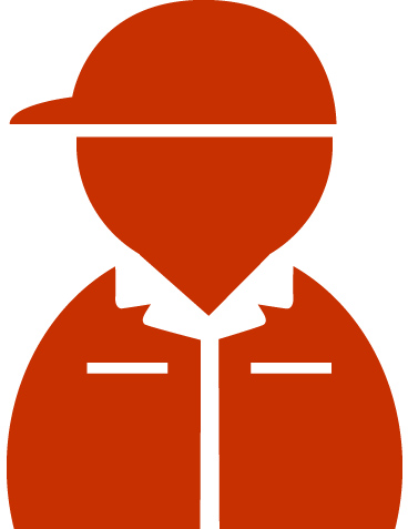 作業服の人物（ベタ一色）アイコン09（赤）JPG