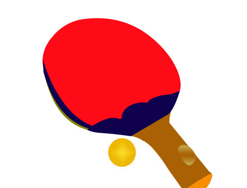 卓球ラケットのイラスト01（赤）［JPG］