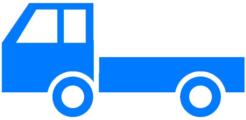 小型トラックのイラスト01（ライトブルーの小型トラック・ビコロール配色）GIF