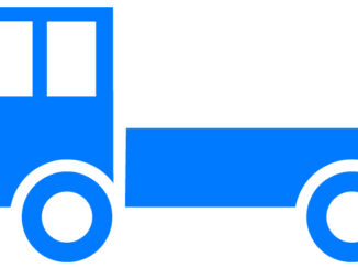 小型トラックのイラスト01（ライトブルーの小型トラック・ビコロール配色）［JPG］