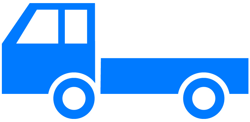 小型トラックのイラスト01（ライトブルーの小型トラック・ビコロール配色）JPG