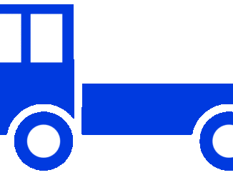 小型トラックのイラスト02（ブルーの小型トラック・ビコロール配色）［GIF］