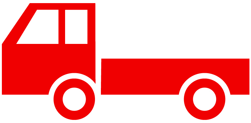 小型トラックのイラスト03（レッドの小型トラック・ビコロール配色）JPG
