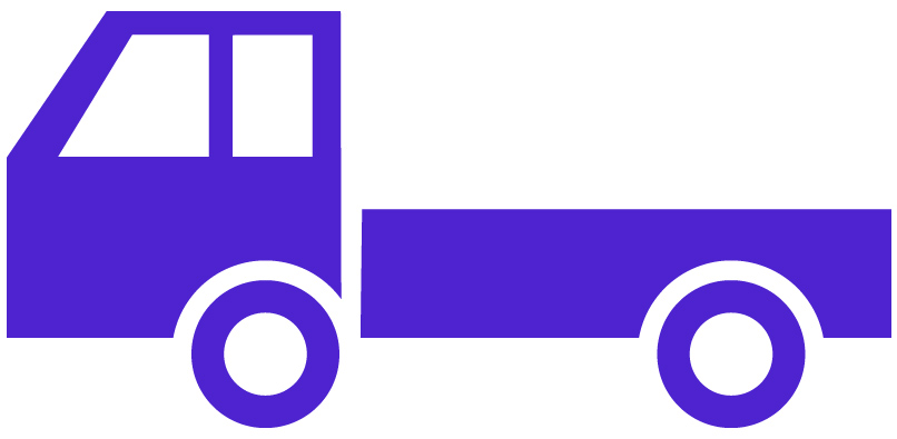 小型トラックのイラスト04（パープルの小型トラック・ビコロール配色）JPG