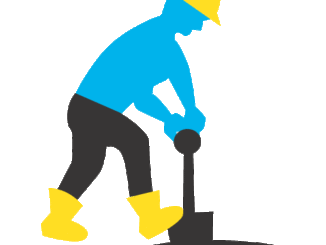 工事中シンボルのイラスト01（穴を掘っている人）[GIF]